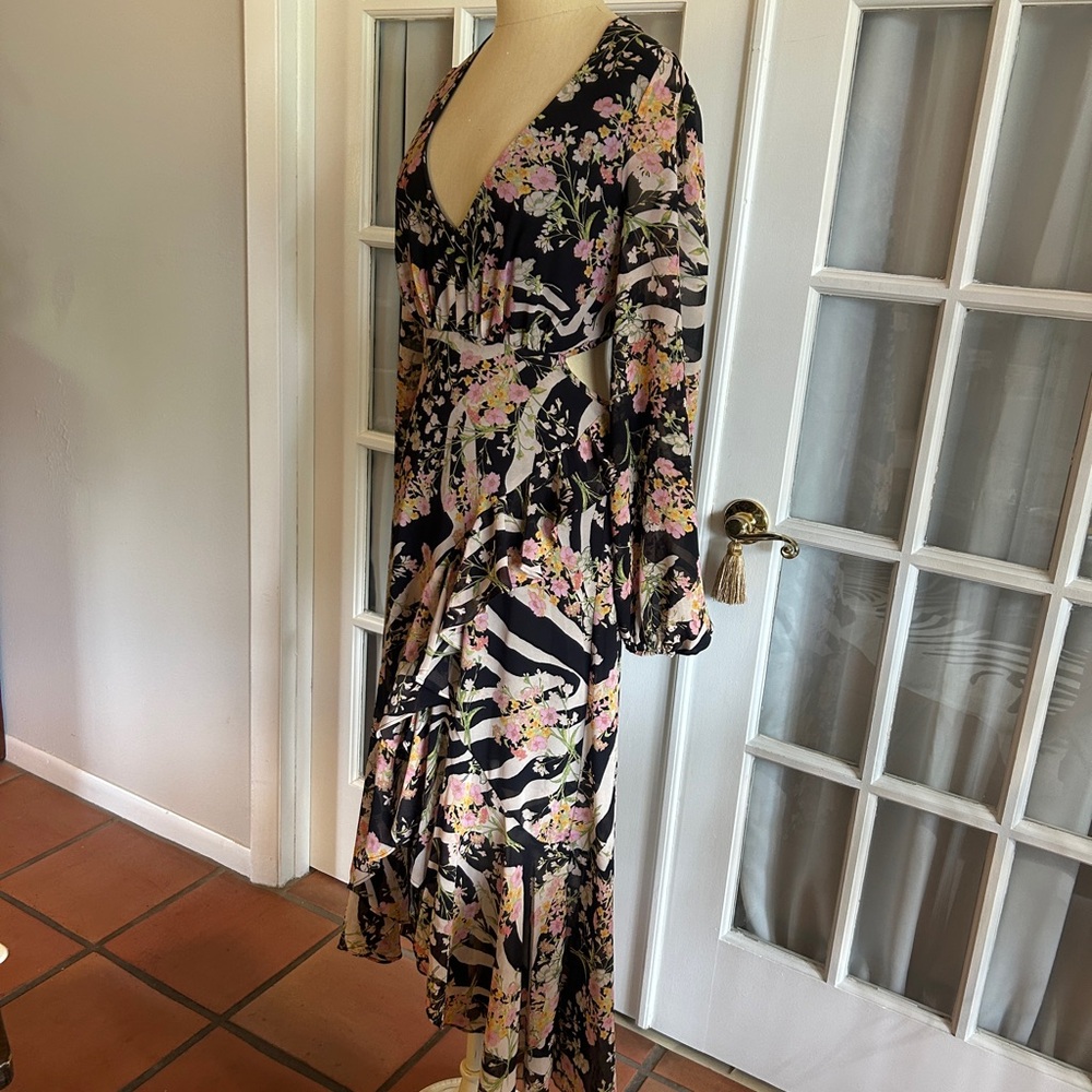 Guess Black and Cream High Low Wrap Dress